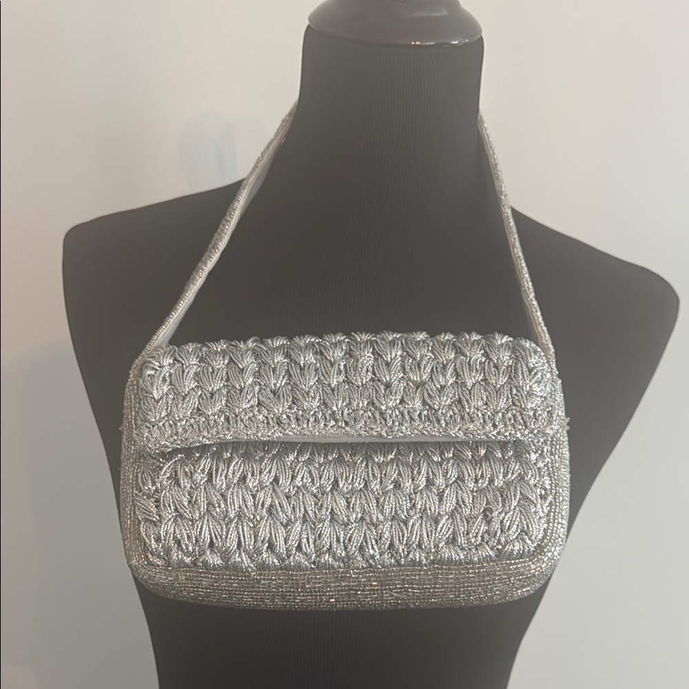 Silver Beaded Handbag